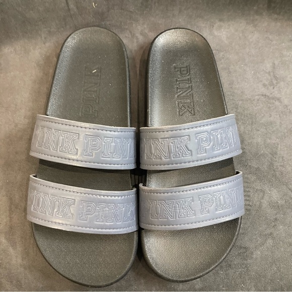 PINK Sz 9 Two Strap Slip  On Rubber Sole Slides Sandals - Picture 2 of 10